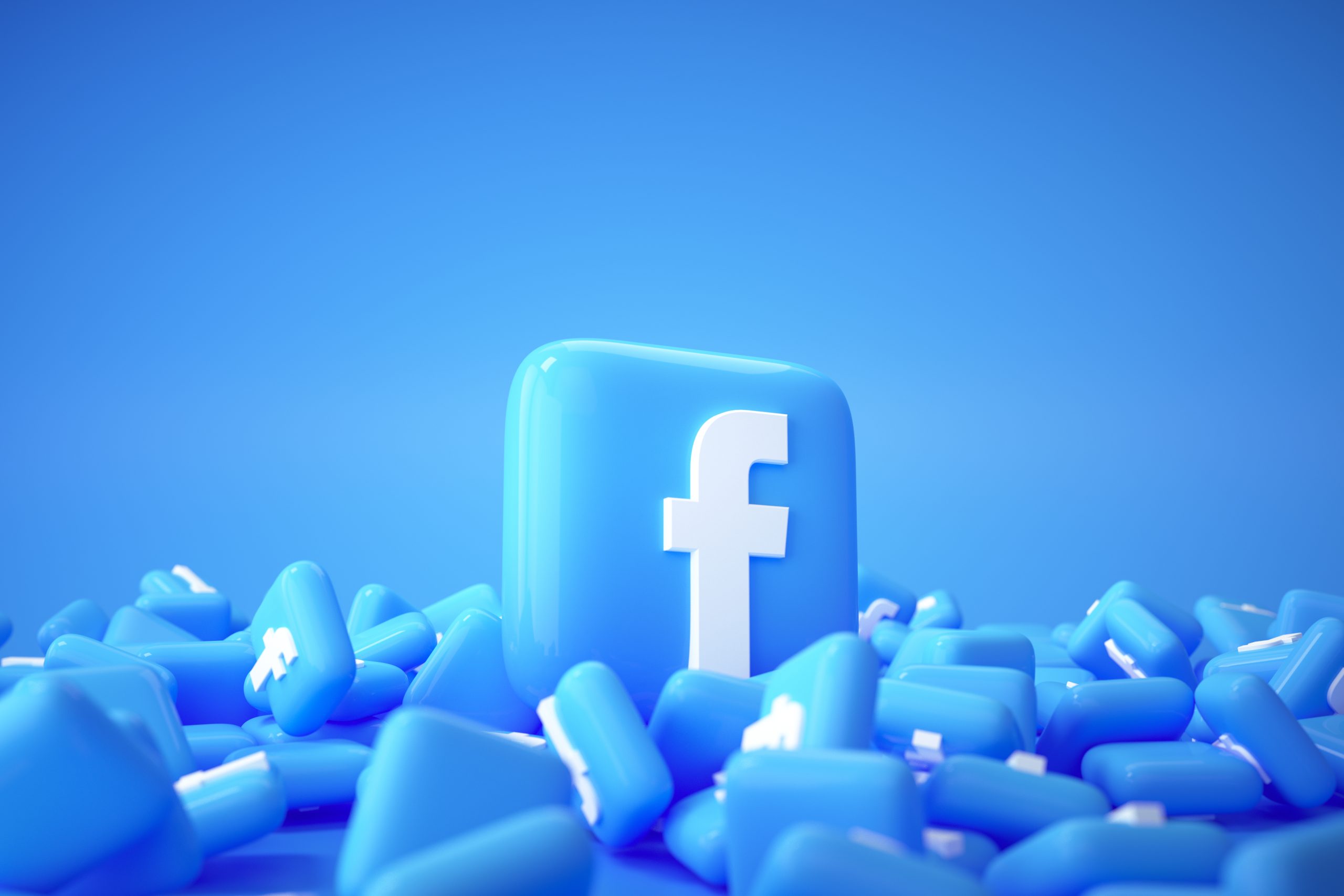 3D Stapel von Facebook-Logo Hintergrund. Facebook die berühmte Social-Media-Plattform