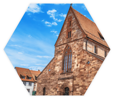 Hexagon Anicht einer Kirche am Riettor 2