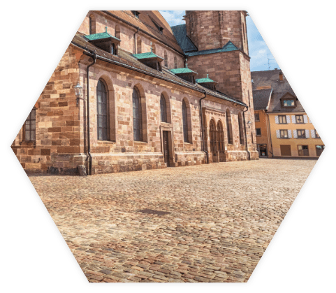 Hexagon Anicht einer Kirche am Riettor