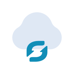 blaues Icon einer Wolke mit Update Pfeilen