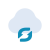 blaues Icon einer Wolke mit Update Pfeilen