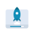Blaues Icon einer startenden Rakete mit Ladebalken