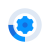 Blaues Icon eines Zahnrads mit verschidenen Registern an der Seite