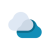 Blaues Icon von zwei Wolken