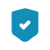 Blaues Icon eines Schildes mit Haken in der Mitte